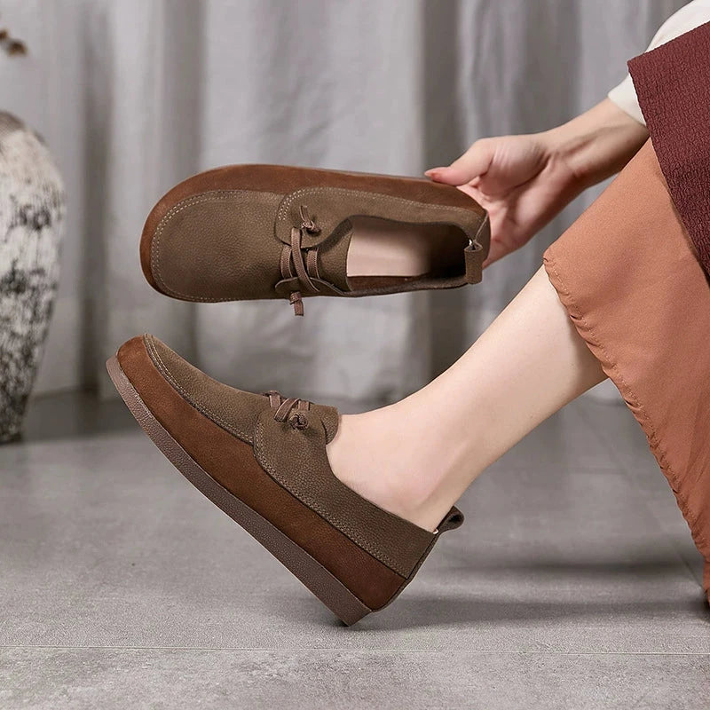 Mori Girl Style Handmade Lace-Up Barefoot Flat Shoes Retro Nubuck