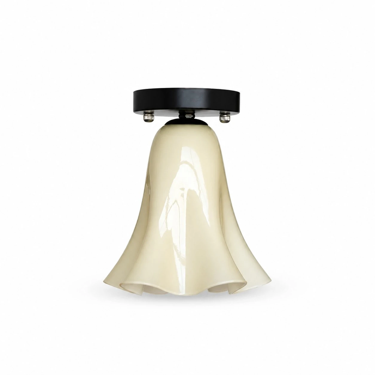 Cream yellow glass flush mount light