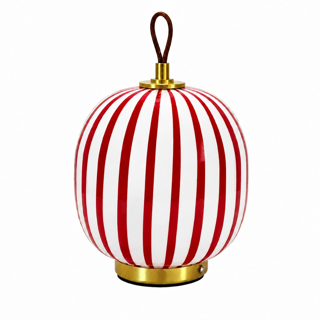 Red and white striped rechargeable glass table lamp