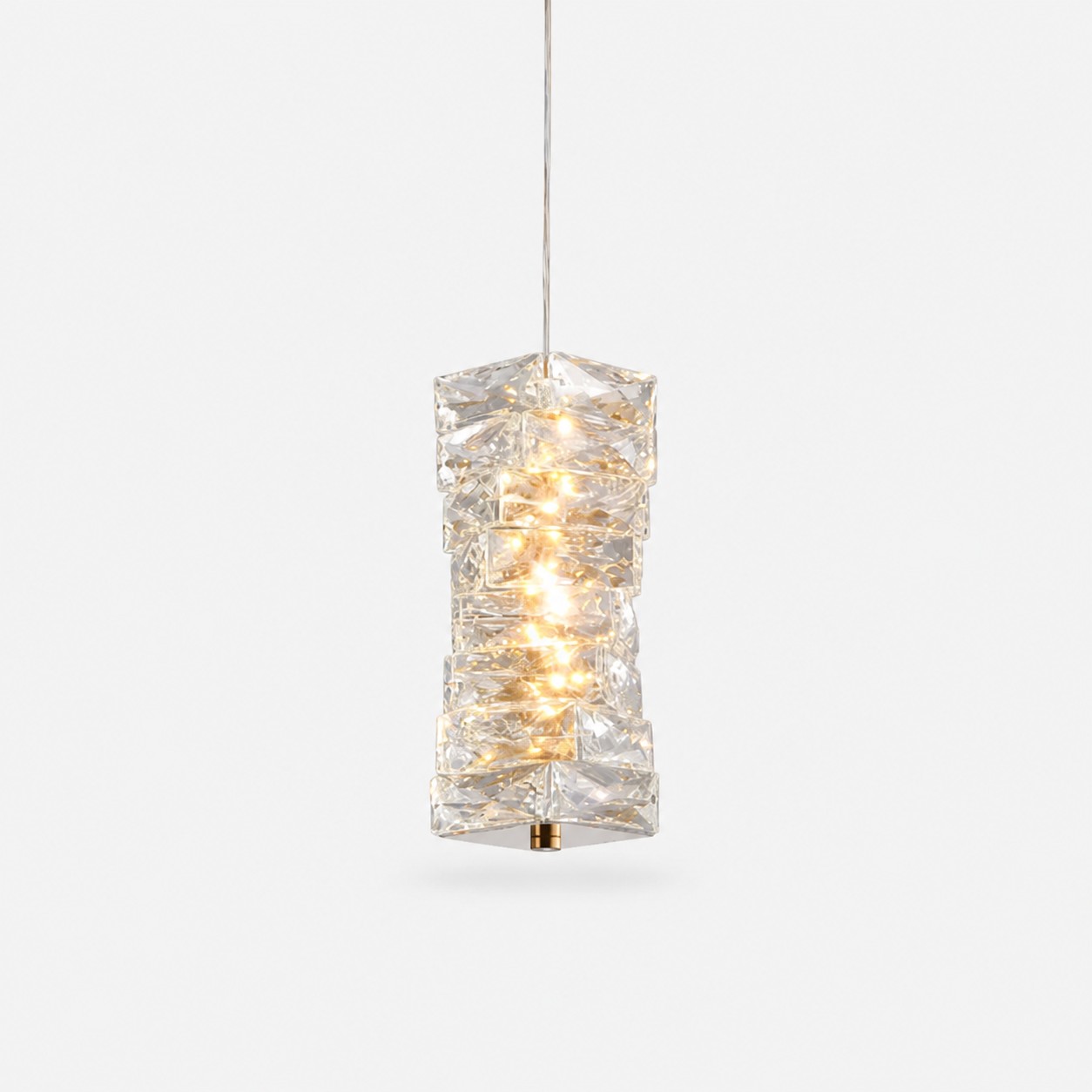 Sculptural Crystal Column LED Pendant Light