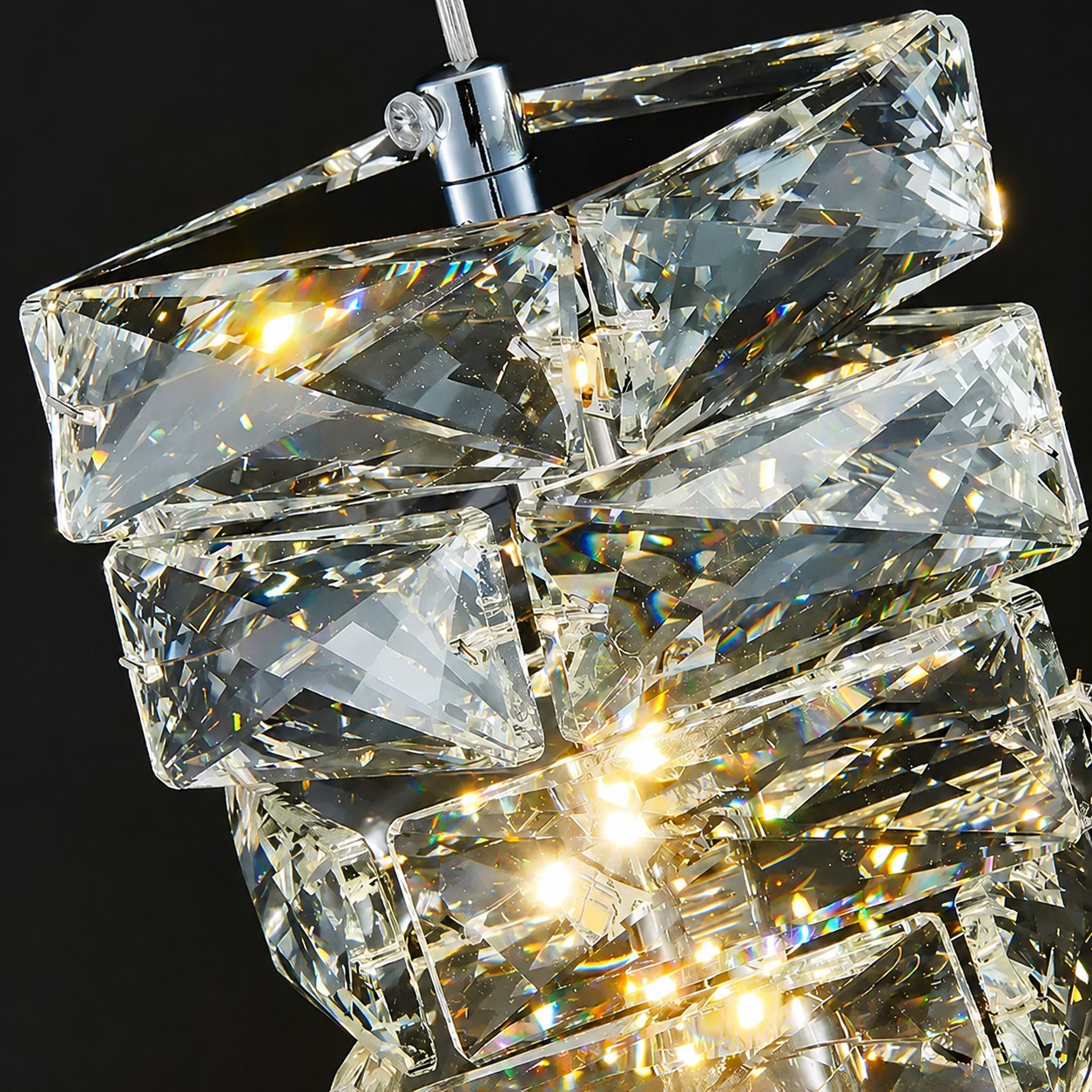 Sculptural Crystal Column LED Pendant Light