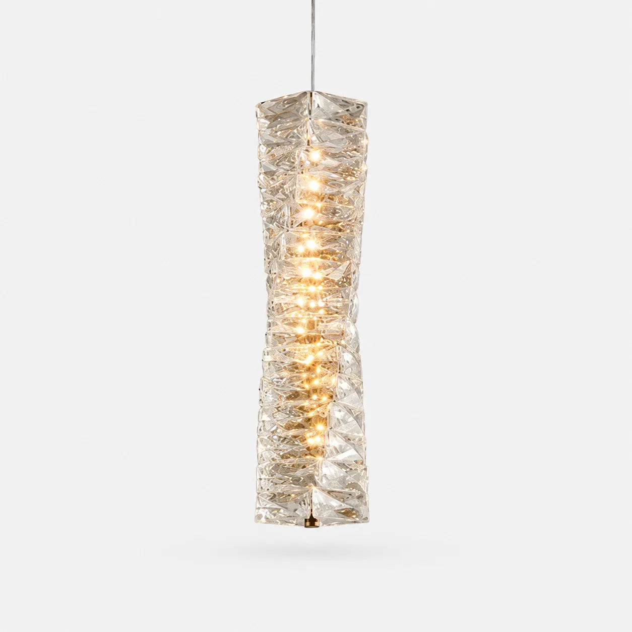 Sculptural Crystal Column LED Pendant Light