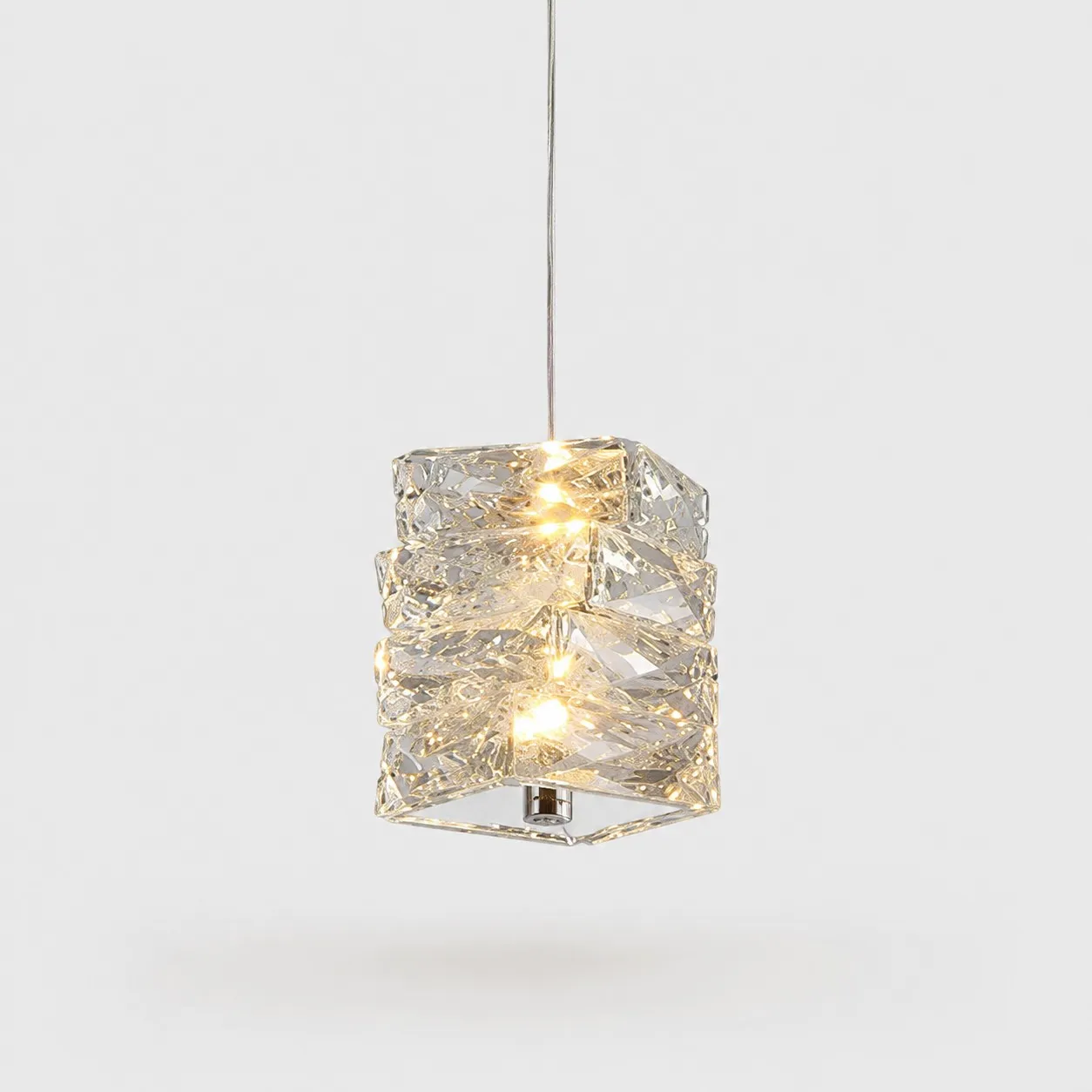 Sculptural Crystal Column LED Pendant Light