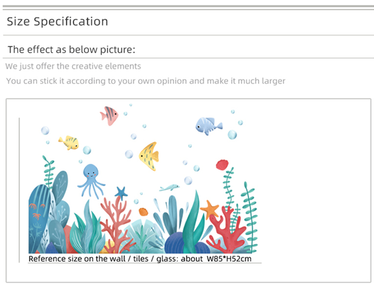 Whales in the sea Wall Stickers with Seagrass Plants babiesdecor.myshopify.com