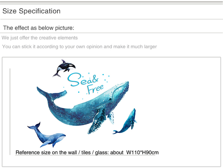 Whales in the sea Wall Stickers with Seagrass Plants babiesdecor.myshopify.com