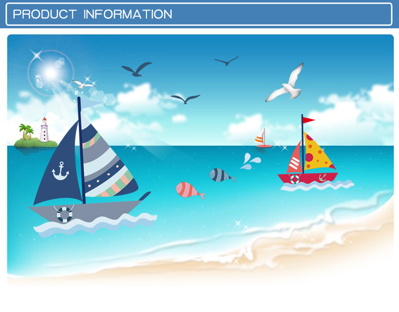 Cartoon Sailboat With Sea View Wall Sticker For Kids Room babiesdecor.myshopify.com