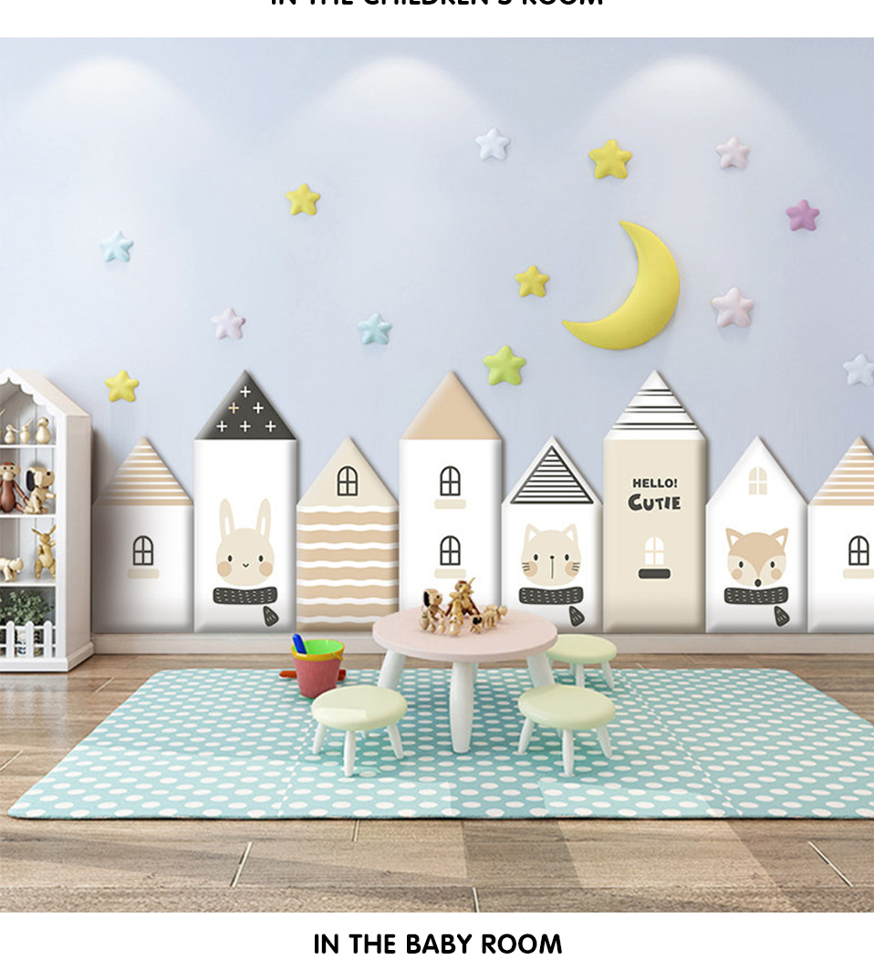 3D Houses Self Adhesive Anti-collision Soft Wall Stickers For Kids Room babiesdecor.myshopify.com