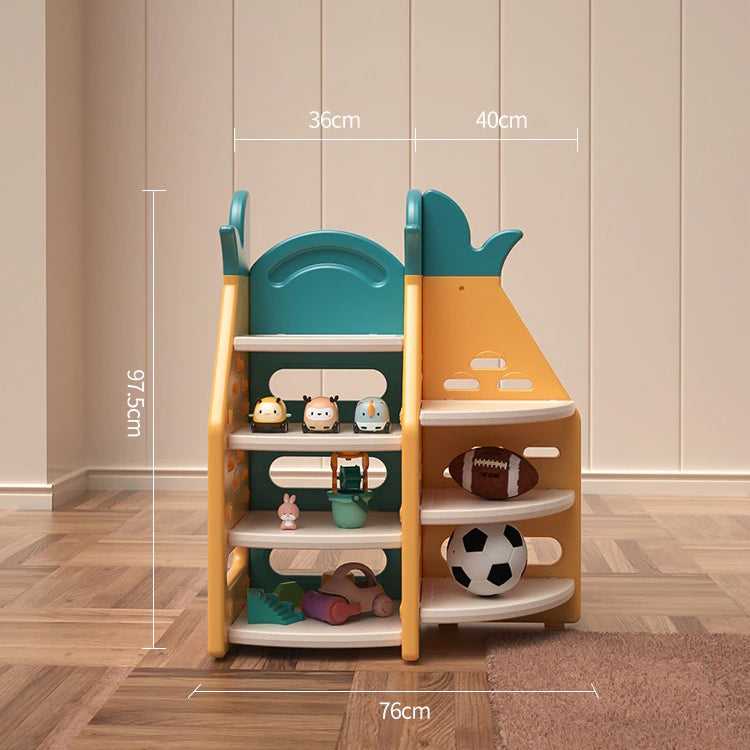 Kids Toy Storage 3-in-1 Organiser | Bookshelf Corner Rack w/ Plastic Bins babiesdecor.myshopify.com