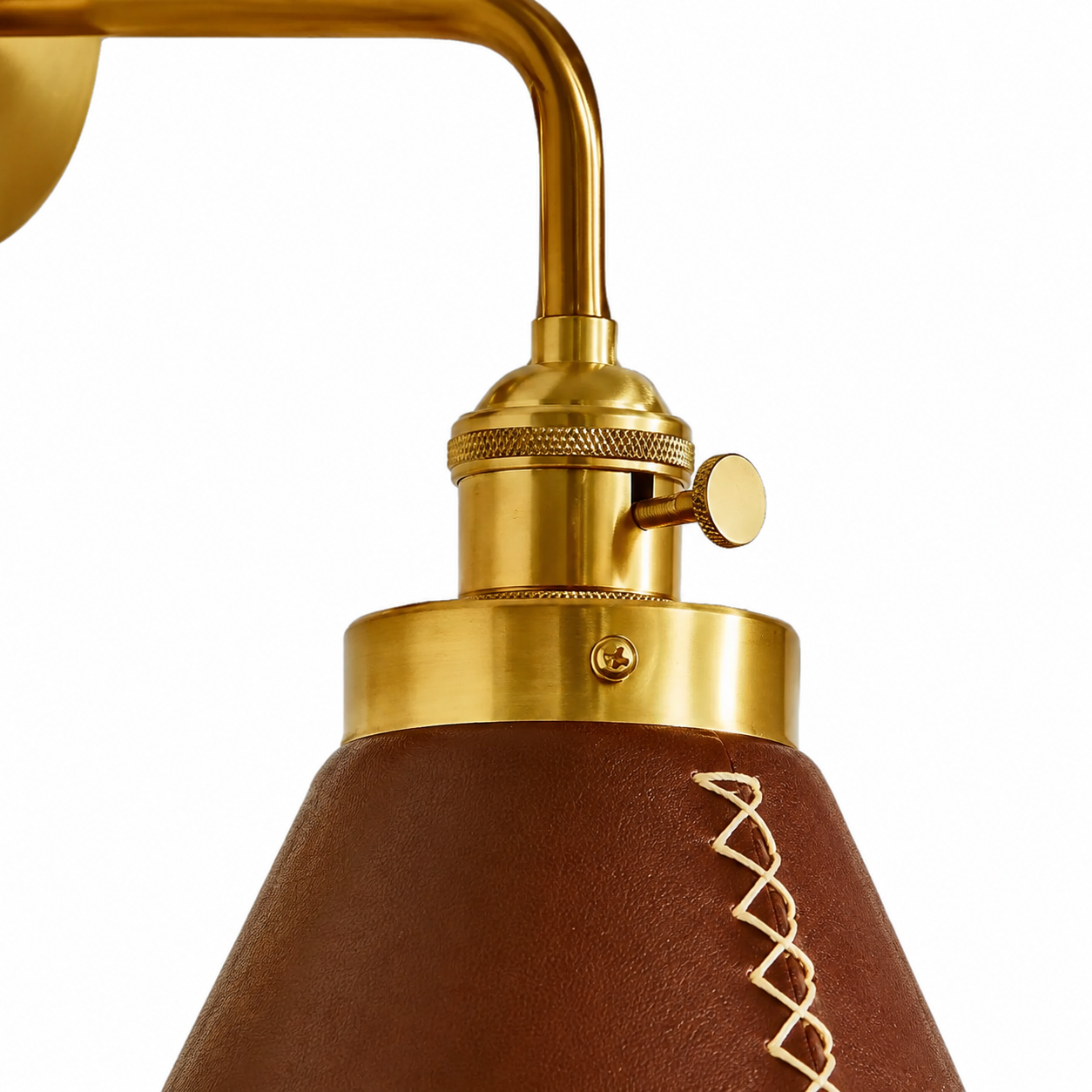 Brown cone shade with stitched lacing detail