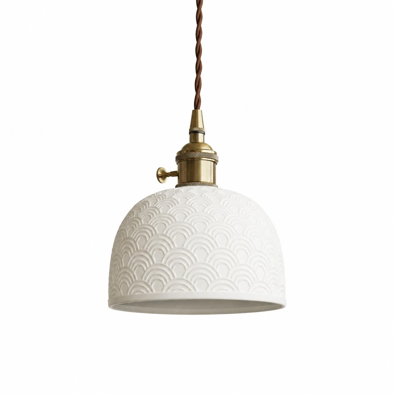 Bowl Wave white ceramic brass pendant lamp
