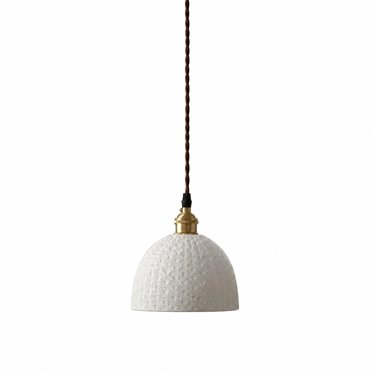 Bowl Cloud white ceramic brass pendant lamp